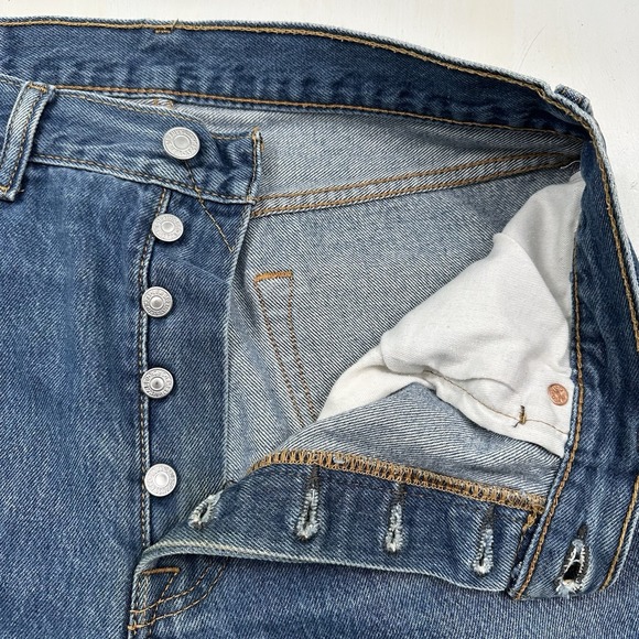 Y2K Levi's 501 Jeans Men Meas 32x27 Blue Button Fly Denim Cotton Egypt Tag 34 - Picture 8 of 11